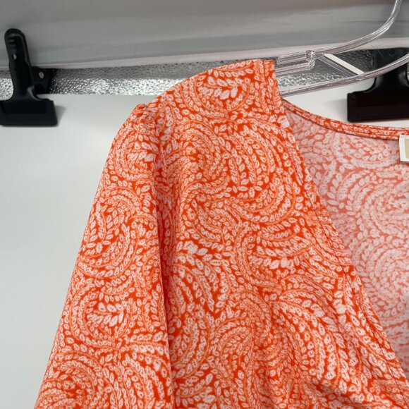 Michael Kors Womens Short Sleeve Blouse Tangerine/White Size Medium New - Picture 5 of 9
